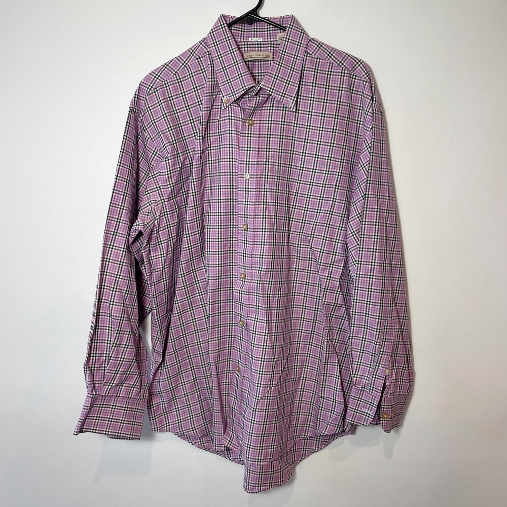 James Tattersall Mens Plaid‎ Flannel Button Down Shirt Purple XL Long Sleeve